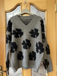 Kaschmirmischung Pullover braun/schwarz dick weich Rundhals 2XL Passform dicke Blumen - Bild 1 von 14
