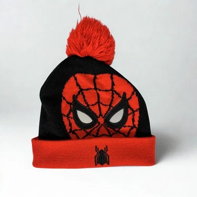 Marvel Gorro Niños Talla Única Spider-Man Rojo Negro Pom Tejido Sombrero Lejos de Casa Foto 1 de 4