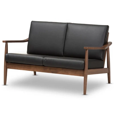 Loveseat Mid-Century de Baxton Studio negro moderno y contemporáneo, mediados de siglo Mo Foto 1 de 4