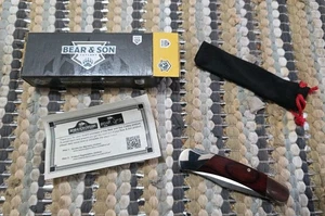 Bear & Son Cutlery 205R 3-3/4” Rosewood Midsize Folding Hunter Knife NEW INBOX - Picture 1 of 3