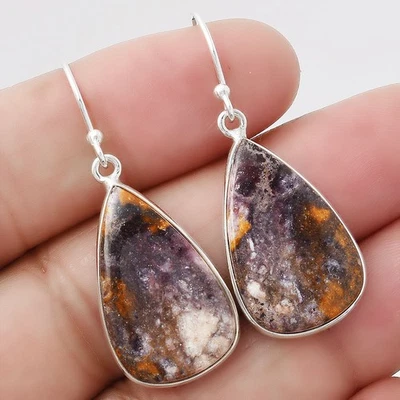 Natural Indian Blanket Jasper 925 Sterling Silver Earrings Jewelry E-1001 - Image 1 of 4