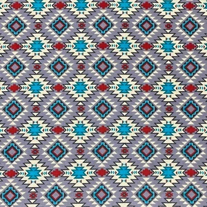 Southwestern Grey Boho Aztec Pattern Sewing Quilting Fabric Cotton FQ - Foto 1 di 2