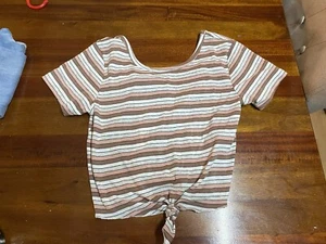 Cotton On Ladies Girls Striped Cropped Tie Up Top Size S/P - Picture 1 of 7