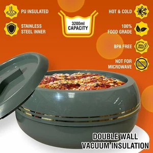 Olla caliente caliente de acero inoxidable de 3200 ml con tapa almuerzo cena regalo pavo real - Imagen 1 de 17
