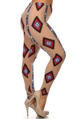 Leggings para mujer Plus Moca Tribal Estampado Azteca Talla Única 1X,2X (14,16,18) Foto 1 de 4