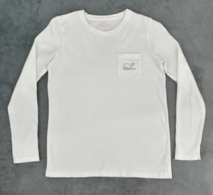 Vineyard Vines T-Shirt Youth Large (14) White Santa Whale Christmas Long Sleeve - Picture 1 of 15