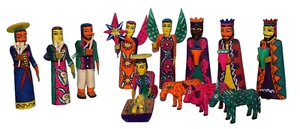 RARE HTF Wood Nativity Scene Martin Santiago Cruz La Union Oaxaca Bonus Angel-SU - Picture 1 of 19