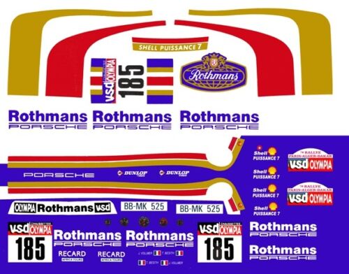 #185 Rothmans Porsche 1/24th - 1/25th Scale Decals