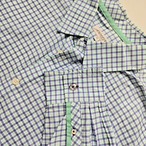 Camisa de manga larga Jeremy Argyle NYC para hombre azul verde azulado a cuadros con botones - Imagen 1 de 7