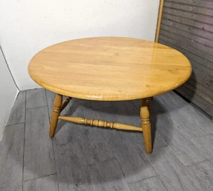 Vintage Rustic Country Farmhouse Amish Round Maple Wood Coffee Table - Picture 1 of 14