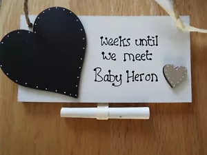 Countdown to birth mum to be sign BABY SHOWER gift chalkboard personalised - Picture 1 of 5