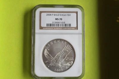 2008 USA ONE DOLLAR SILVER COIN BALD EAGLE MS70 - Image 1 of 2