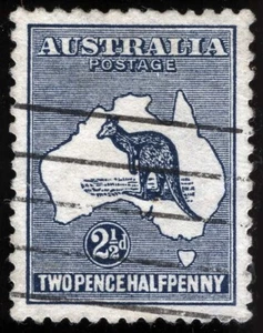 Australia Sc 4 Dark Blue 2 1/2p Straight Line Bars Cancel - Picture 1 of 1