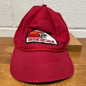 Vintage Winchester Rifle Gun Ammo Firearms Manufacturer Hat Cap Red Strap - Picture 1 of 9