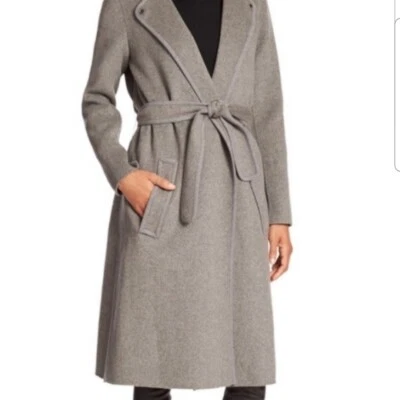 Abrigo bata de lana Vince de longitud media gris jaspeado carbón talla XS con cinturón nuevo con etiquetas Foto 1 de 4