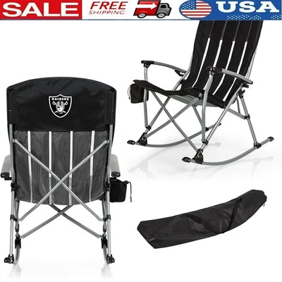 Silla mecedora portátil duradera con bolsa de transporte NFL Las Vegas Raiders al aire libre Foto 1 de 4