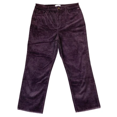LOFT Straight Leg Corduroy Pants Women Size 14 Dark Purple Plum Preppy NEW - Image 1 of 4