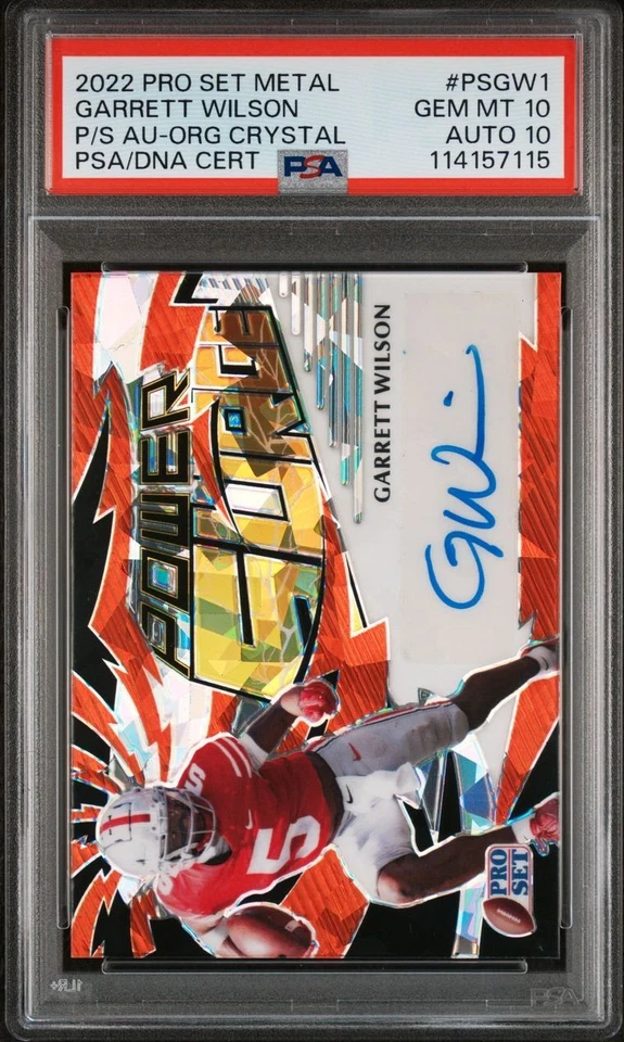 2022 Leaf Pro Set Metal Orange Crystal Garrett Wilson /4 PSA 10 GEM MT AUTO 10 - Image 1 of 2