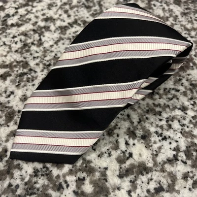 Donald Trump Signature Collection Mens Silk Striped Tie Necktie Red White Black - Image 1 of 4
