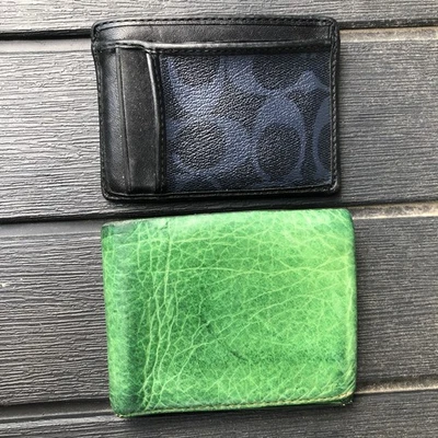 Coach Compact Billfold Wallet Green & Card Holder Men’s Leather Patina 2012 - Image 1 of 4