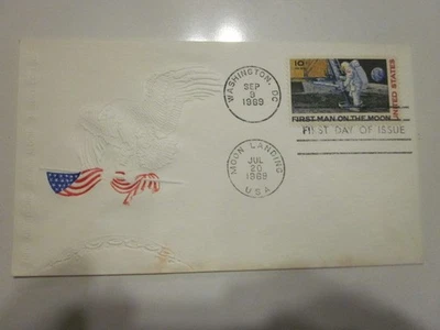 US COVER 1969 MOON LANDING FDC SCOTT C76 EMBOSSED EAGLE APOLLO 11 CACHET - Image 1 of 3