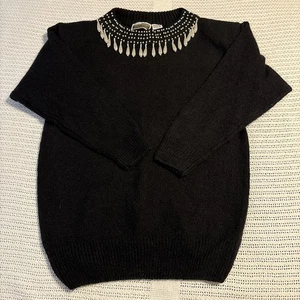 Vintage 90s Anytime Glitz Women’s Medium Black Sweater Beaded New With Tags - Picture 1 of 13