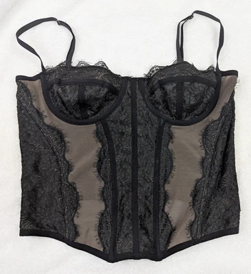 Urban Outfitters Out From Under sz L Lace Corset Bra brown black 3205 - Image 1 of 3