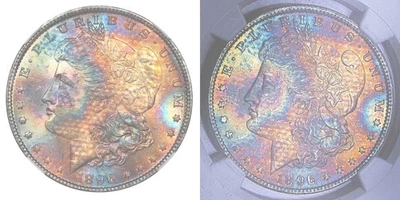1896-P NGC MS64 MORGAN $ *TEXTIL FENOMENAL* TONIFICACIÓN ARCO IRIS RADIANTE Foto 1 de 4
