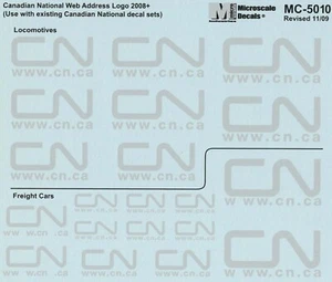 Microscale MC-5010 HO CN Canadian National Web Address Grey 2008+ Logo Decals - Picture 1 of 1