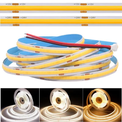 Tira LED COB de 1 m ~ 5 m 528 LED/m Alta Densidad Cinta Brillante Luces Hogar Hágalo Usted Mismo Iluminación Foto 1 de 4