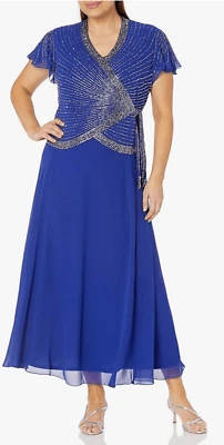 Vestido largo envolvente sintético talla grande J Kara con manga acampanada Foto 1 de 4