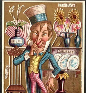 Oscar Wilde 1882 Uncle Sam Parody National Aesthetics EB Duval Daisy Trade Card - Imagen 1 de 7