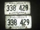 1967 338-429 LAND OF LINCOLN ILLINOIS LICENSE PLATE PAIR