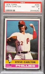 1976 Topps Baseball Steve Carlton #355 PSA 8