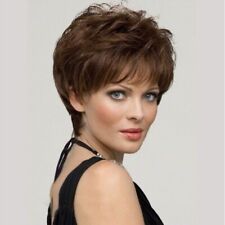 Women Natural Black Wig Short Synthesis Hair Cut Wig African American Full Wig