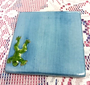 Pottery Barn FROG Trivet COASTER Glazed Terra Cotta 4 x 4 - Picture 1 of 7