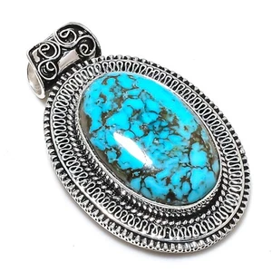 Fantástica joyería hecha a mano con piedras preciosas turquesa azul de plata de ley 925 - Imagen 1 de 6