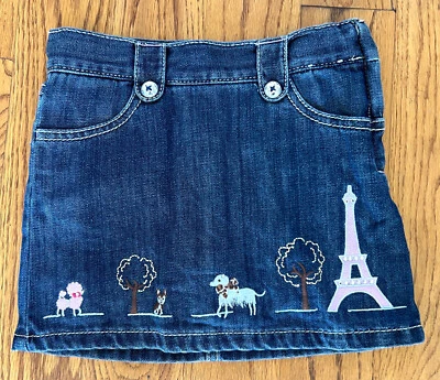 EUC Gymboree Parisian Chic Denim Poodle Scenic Skort Size 4 - Image 1 of 3