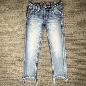 Rock Revival Size 26 Girls Youth Jeans Ankle Skinny Mid Rise Blue Denim - Picture 1 of 18
