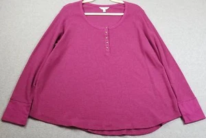 Top Terra & Sky para mujer 3X Plus rosa manga larga cuello redondo tejido gofre elástico - Imagen 1 de 10