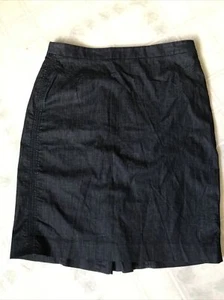 ANN TAYLOR Blue Chambray Like SKIRT SIZE 4 Back Kick Pleat No Slit - Picture 1 of 5