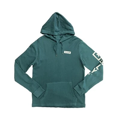 Hurley Men’s Green Hoodie Waffle Knit Sweatshirt Pullover Hooded (S01) - Image 1 of 4