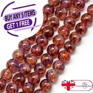 100 'DRAGON VEIN' MARBLED DRAWBENCH ROUND GLASS BEADS 8mm DARK RED PURPLE DV7 - Picture 1 of 4