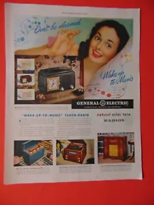 1947 G.E. Svegliati alla Musica Orologio Radio Foto Arte Stampa Pubblicità - Foto 1 di 1