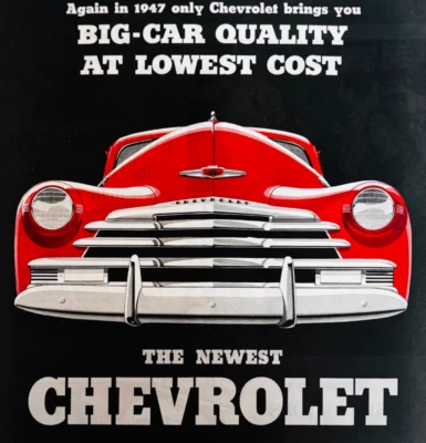 Chevrolet 1947 anuncio vintage Automobilia rojo más nuevo General Motors DWWW5 Foto 1 de 2