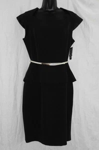 Danny & Nicole Kleid Größe 10 neu mit Etikett schwarz Gürtel Flügelärmel Polyestermischung Knie - Bild 1 von 12