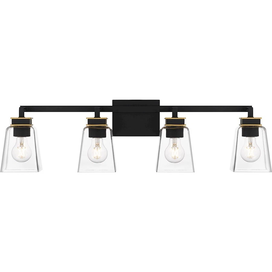 Luz de baño Quoizel Almany 4 luces, negro mate/vidrio transparente - ALY8632MBK Foto 1 de 1