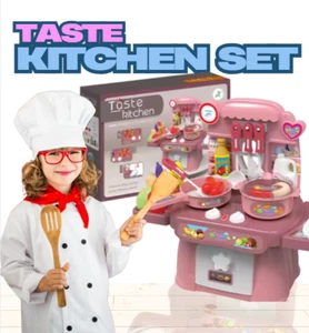 Kids Pretend Kitchen Play Set Toddler Cooking Learning Toy w/Lights and Sounds - Picture 1 of 8