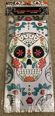 💀 🎃🧹Cráneo - Día de Muertos - 20 ct - Golosina para violonchelo 🍬🍭 Bolsas con corbatas - Halloween Foto 1 de 2