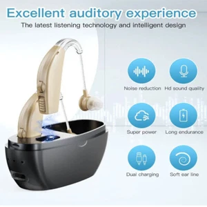 1 Pair Hearing Aid Rechargeable Invisible BTE Ear Aids with Charger Dock AU - Picture 1 of 14